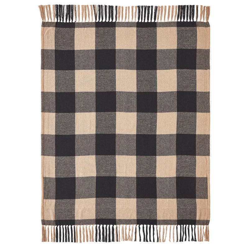 Black Check Star Woven Throw Blanket 50x60 | Farmhouse Buffalo Plaid Throw | Primitive Country Decor image 6