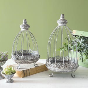 Set of Two Stone Valley Cloches – Decorative Metal Display Domes