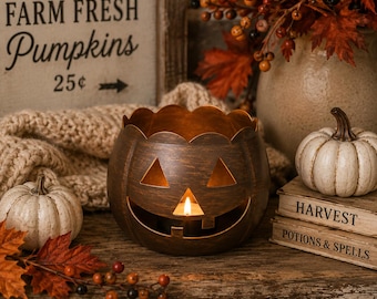 Bronze Jack-O’-Lantern Tealight Holder
