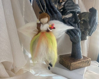 Angel needle felted, Personalized Felted Angels, Small felted angel