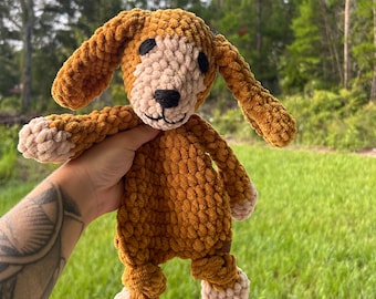 Crochet Dog/Puppy Snuggler, Lovey | CUSTOMIZATION AVAILABLE | Cute Pup Stuffed Animal | Baby Shower, Toddler, Birthday Gift