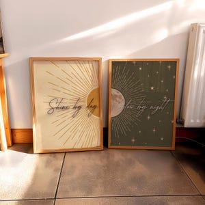 Celestial väggdekorationsset, sol- och månekonstduo i jordnära toner