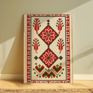 palestinian wall art Floral Tatreez Digital Wall Art Palestine embroidery palestinian art High-Resolution Cross-Stitch Design (2:3 Ratio)