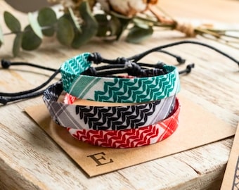 Palestinian Keffiyeh Bracelet: Handmade Kuffiyah Fabric Jewelry  فلسطين palestine  كوفية اسوارة فلسطينية