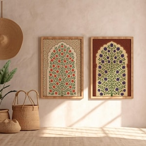 Impression arche florale islamique : art mural géométrique arabe