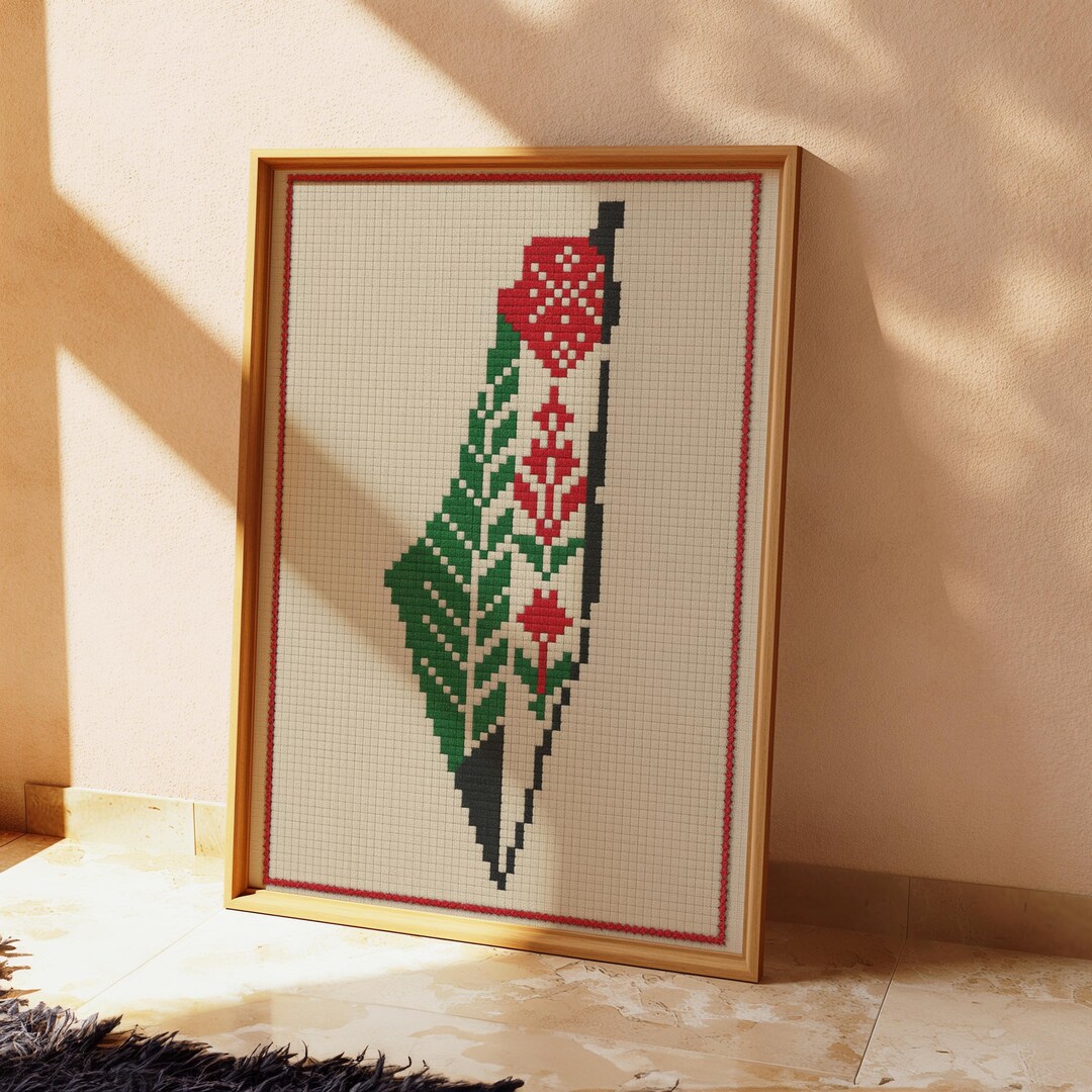 Palestinian Tatreez Map Print: Islamic Embroidery Wall Art (digital ...