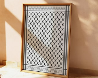 Keffiyeh Wall Art | Black and White Pattern Digital Download
