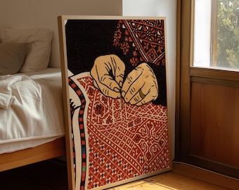 Palestinian Tatreez Embroidery Art Print: Heritage Wall Decor