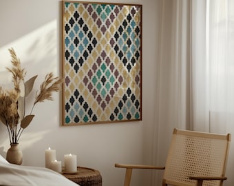 Islamic Geometric Wall Art: Moorish Mosaic Tile Print لوحة حائط اسلامية جدارية