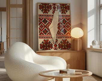 Palestinian Embroidery Wall Art Digital Download | Tatreez Print Cultural Home Decor