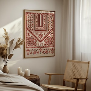 Palestinian Embroidery Chest Panel: Cross-Stitch Thobe Wall Art (Digital Download)