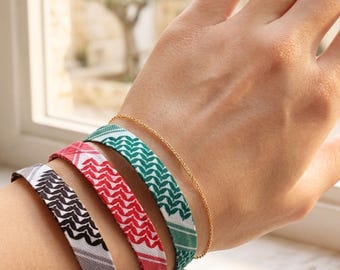 Palestinian Keffiyeh Braided Bracelet: Adjustable Unisex Jewelry( Palestine فلسطين