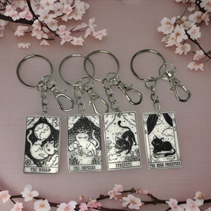 Schlüsselanhänger Tarot Katze silber