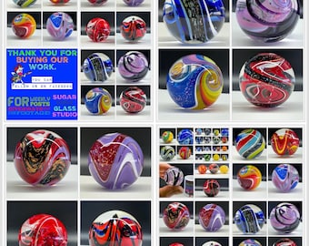Mystery Marble Packs 1 inch size or larger  randomly chosen by the artist similar to the ones in the pictures and video   Get 1,3,5,10 or 20
