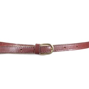 小物 vintage lether narrow belt burgundy Skinny Burgundy Leather Belt for Women, Minimal Thin Waist Belt