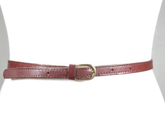 小物 vintage lether narrow belt burgundy Vintage 90s Skinny Burgundy Belt With Silver Buckle - Etsy Finland