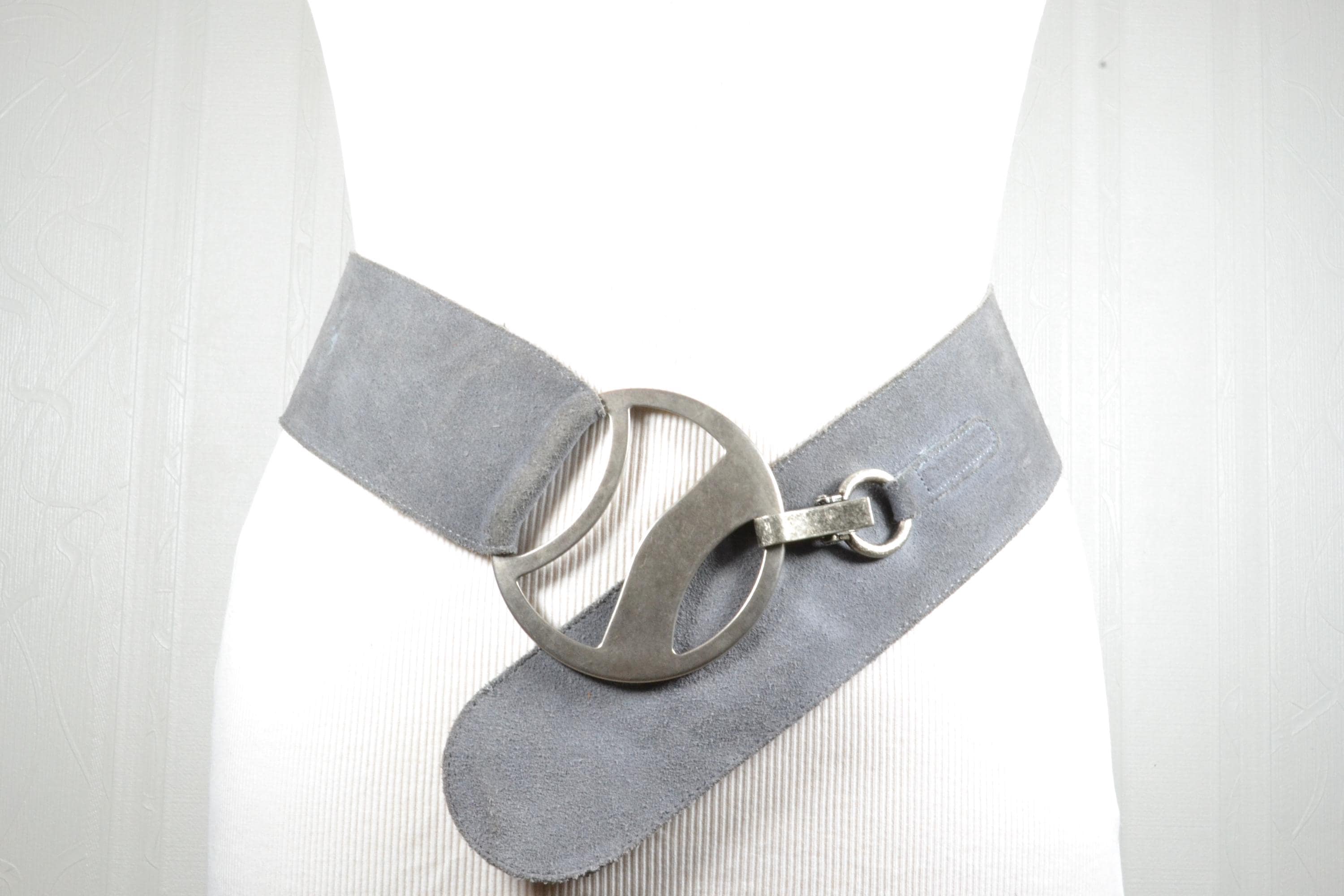 Vintage suede pale gray two tone front wear belt 41104 Suede Belt Genuine Suede Leather Casual Jean Belt 1-1  main image 2
