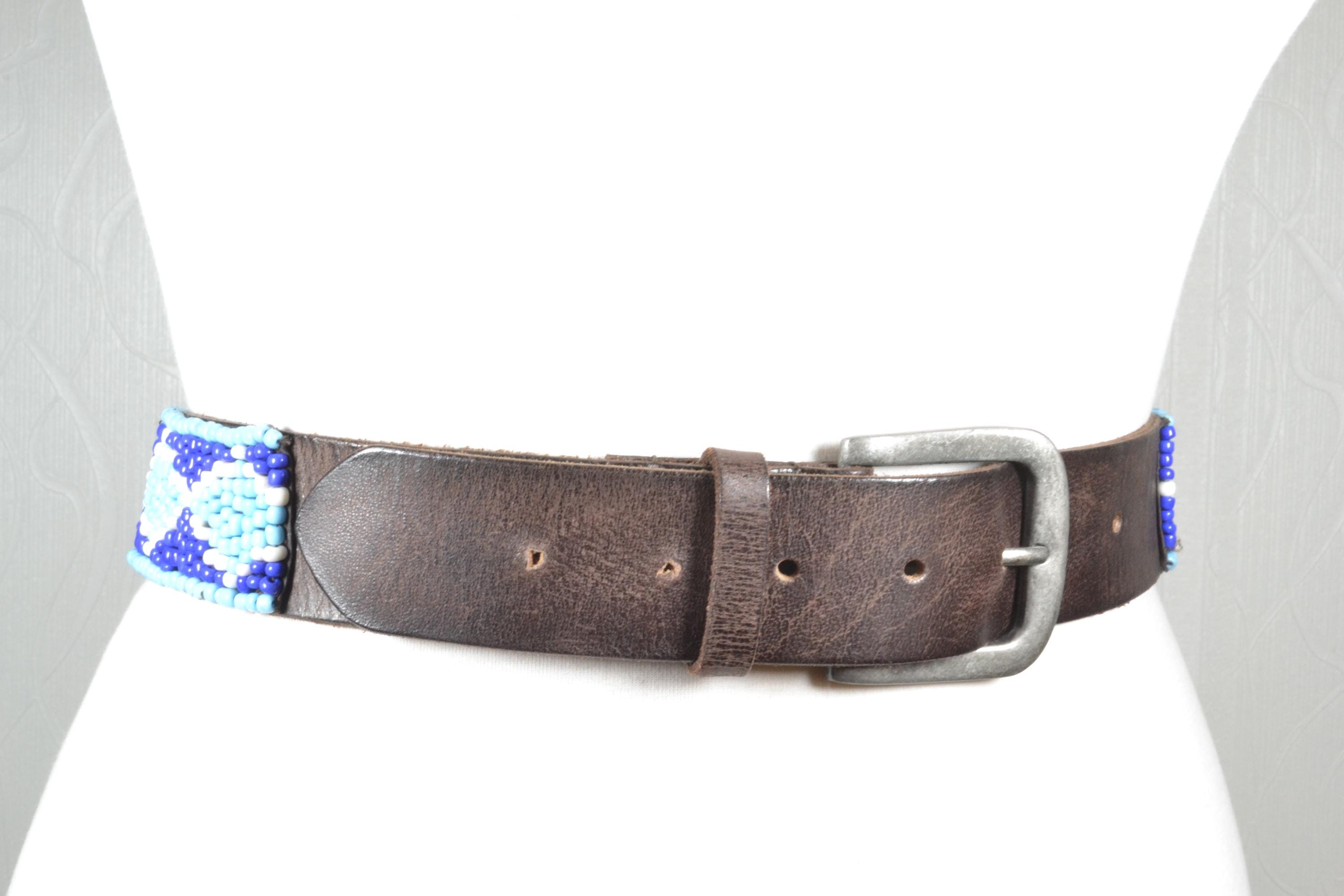 Southwestern Style Blue Beaded Belt Women main image 4