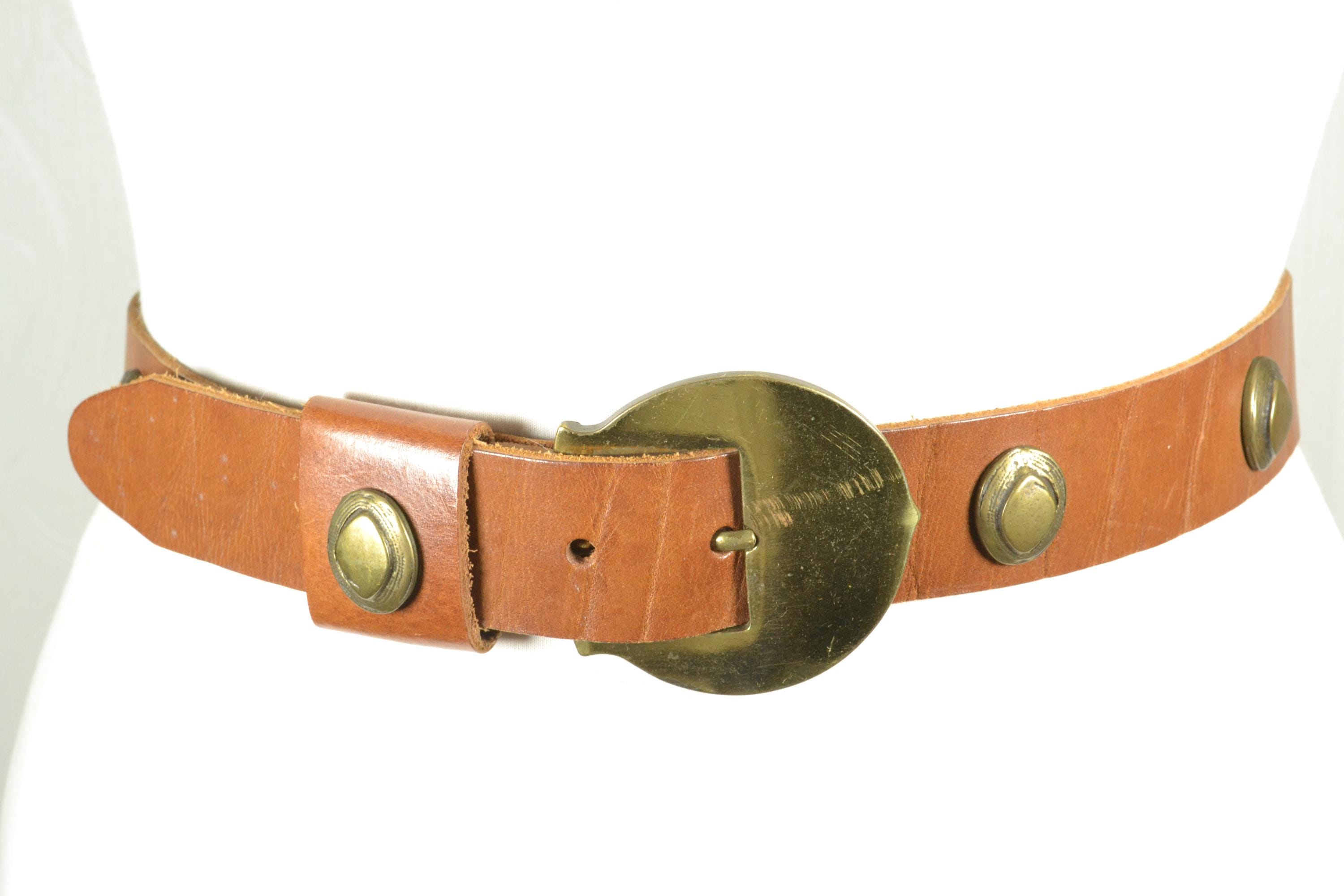5971 Brown Western Pu Leather Belt Wide Vintage Boho Hollow Oval Cowboy Boho Western Brown Leather Belt With Large Brass Oval Buckle  main image 4