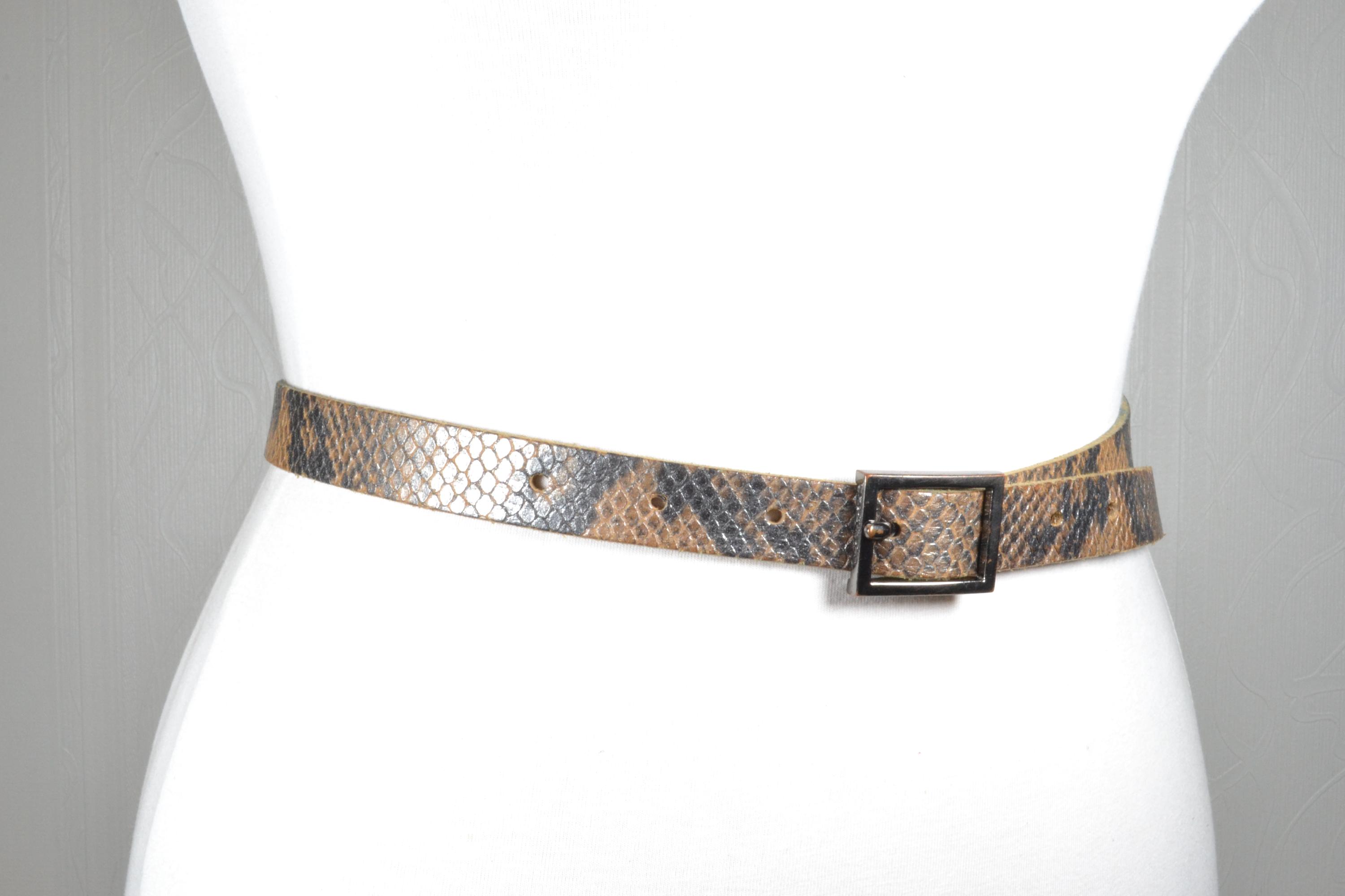 Vintage Western Snakeskin Print Studded Belt Bronze Gold Boho Size M Vintage Skinny Snakeskin Brown Leather Belt, Western Boho - Etsy main image 4