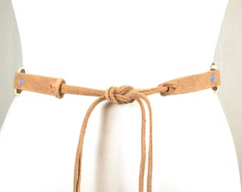 Vintage Boho Luxe Woven Leather Strip Wrap Around Belt Buy Vintage Boho Luxe Woven Leather Strip Wrap Around Belt  main image 3