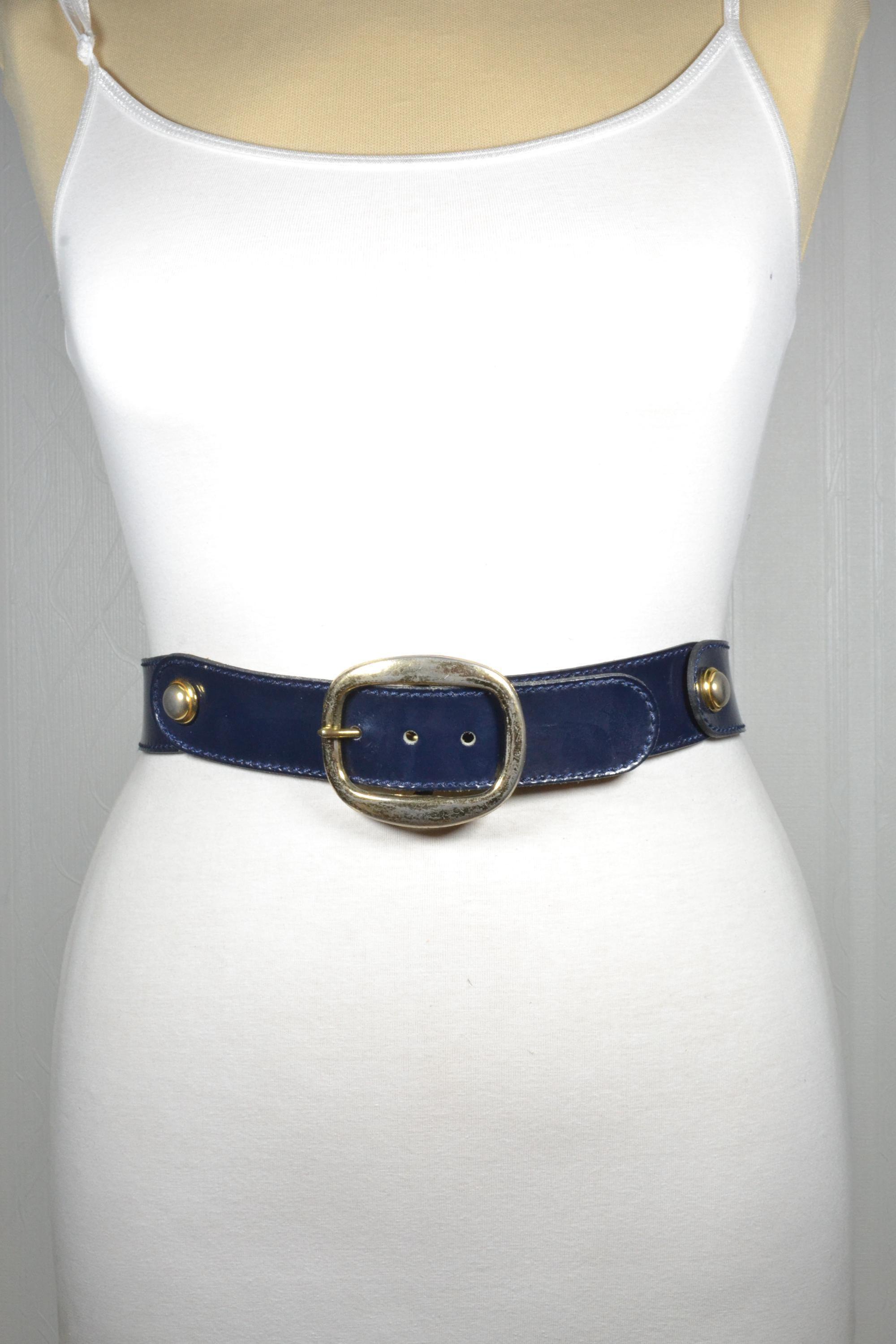 Womens Navy Belt With Gold Buckle - Etsy