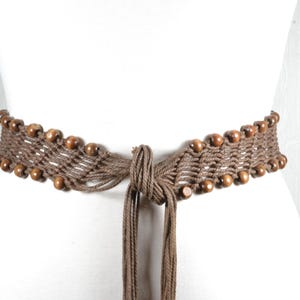Brown macrame belt, brown tie up belt, Coachella belt
