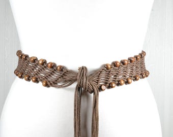 Light Brown Knotted Belt Vegan Leather Boho Fringe Macrame  display picture 1