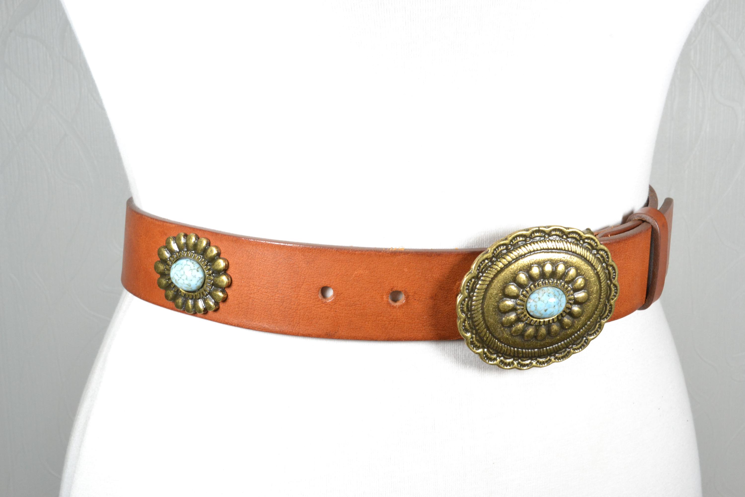 Vintage Western Roberto Bellido Brown Leather Belt With  display picture 3