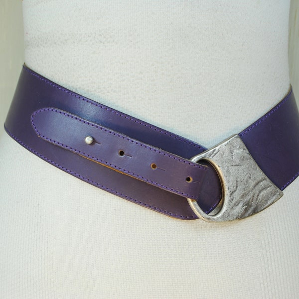 Purple V-Shaped Belt, Asymmetrical Leather Belt, V-Shaped Leather Belt