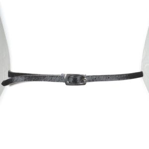 Skinny Fur Belt: Black Cowhide Leather Waist Belt, Brushed Finish