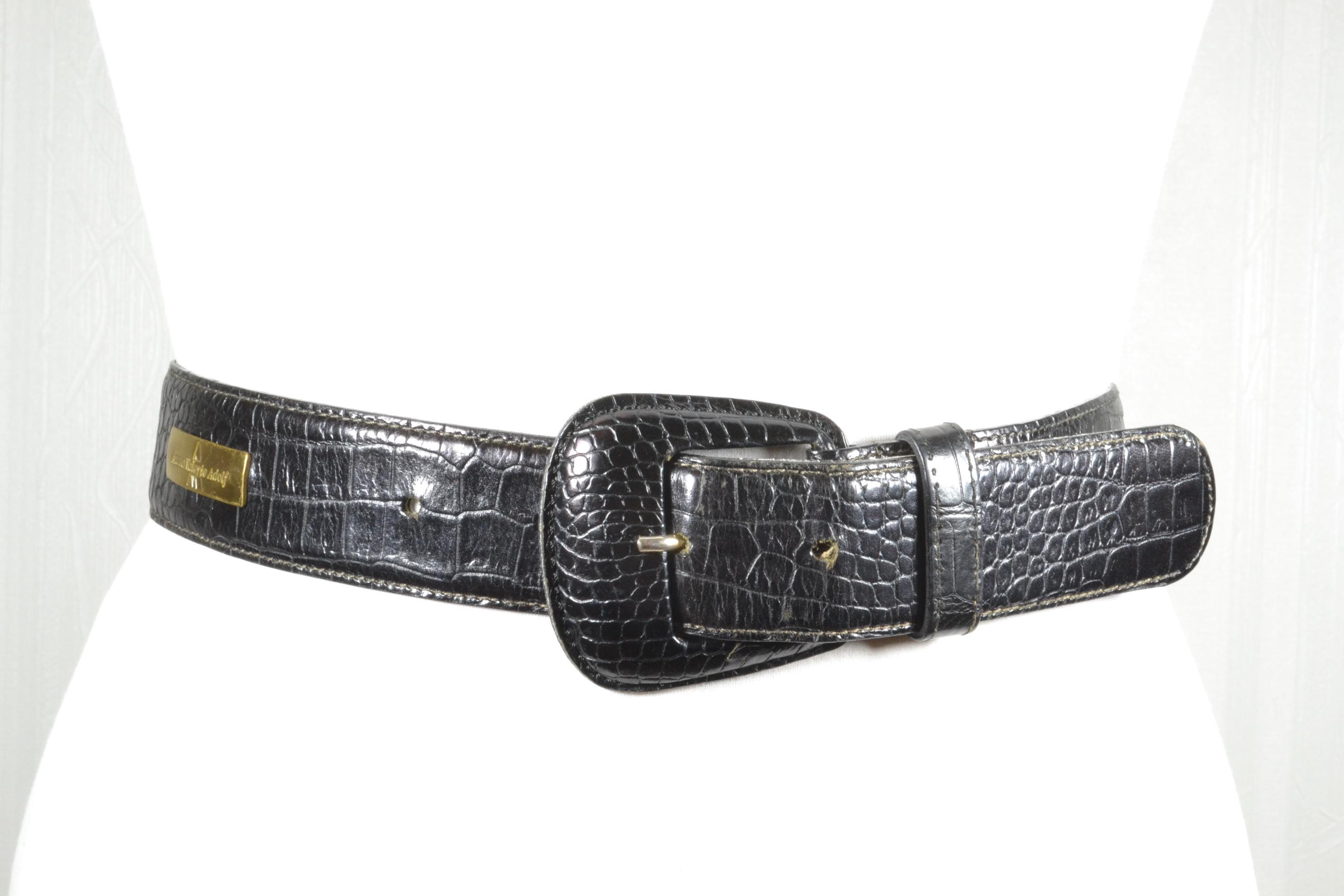 Leatherock Black Textured Women\'s Belt NEW Leatherock Let It Rock Black Leather Rhinestone Buckle  main image 2