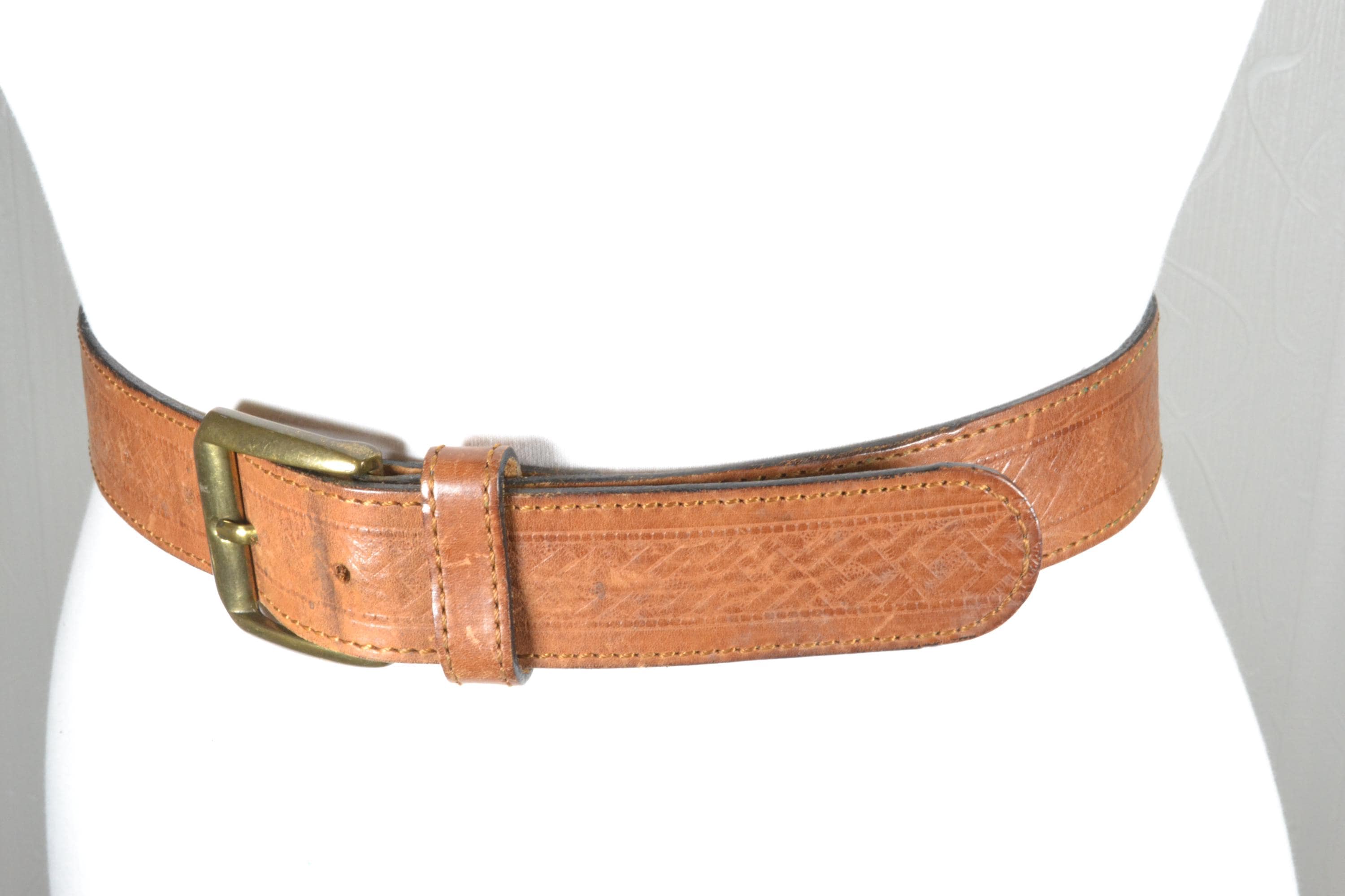 Vintage Tooled Leather Belt for Women, Brown Western Belt  display picture 1
