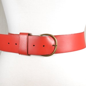 Wide Red Leather Belt