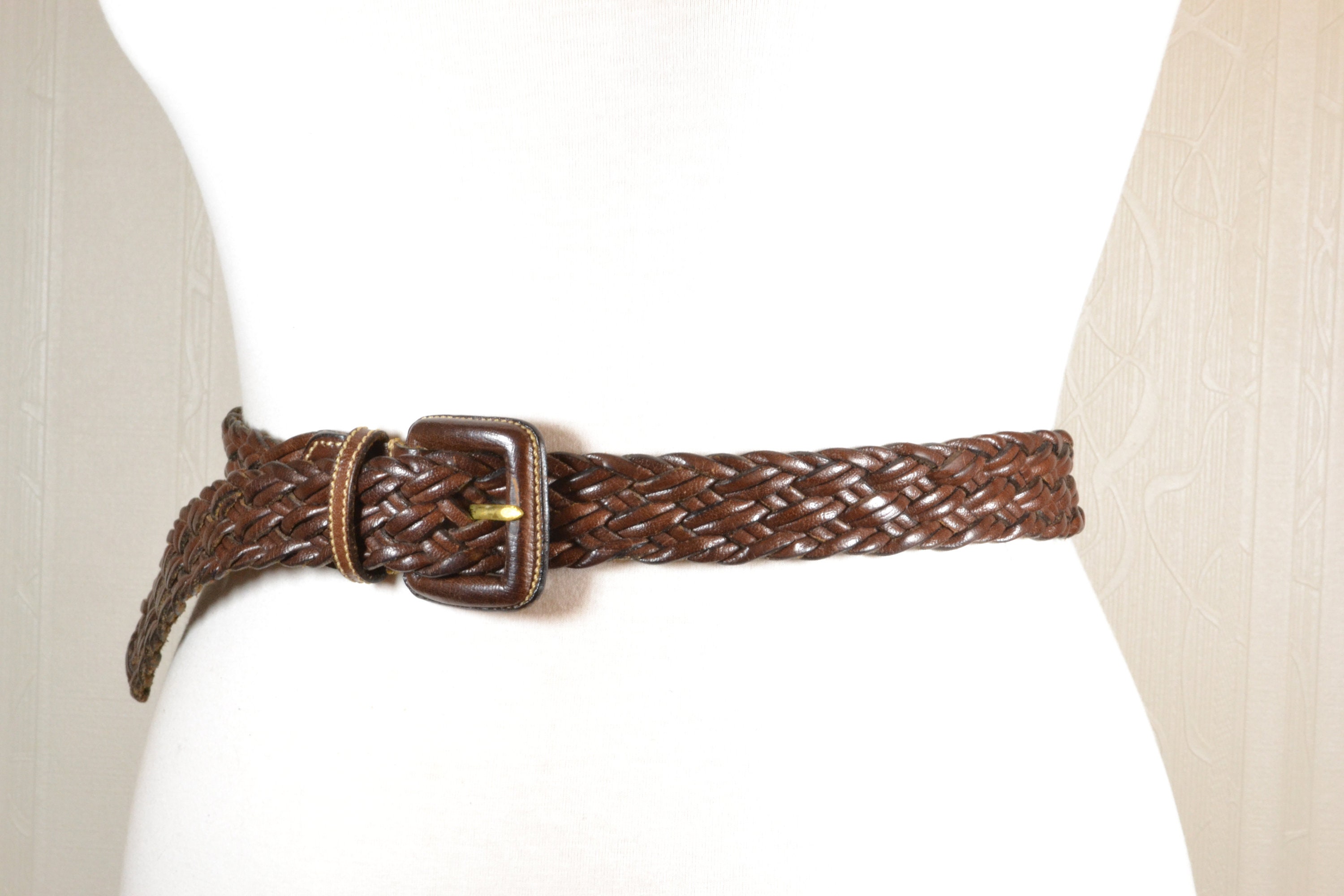 Vintage Boho Bohemian Braided Brown Leather Belt With  display picture 1