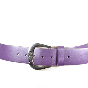 Purple leather belt, wide purple belt for women