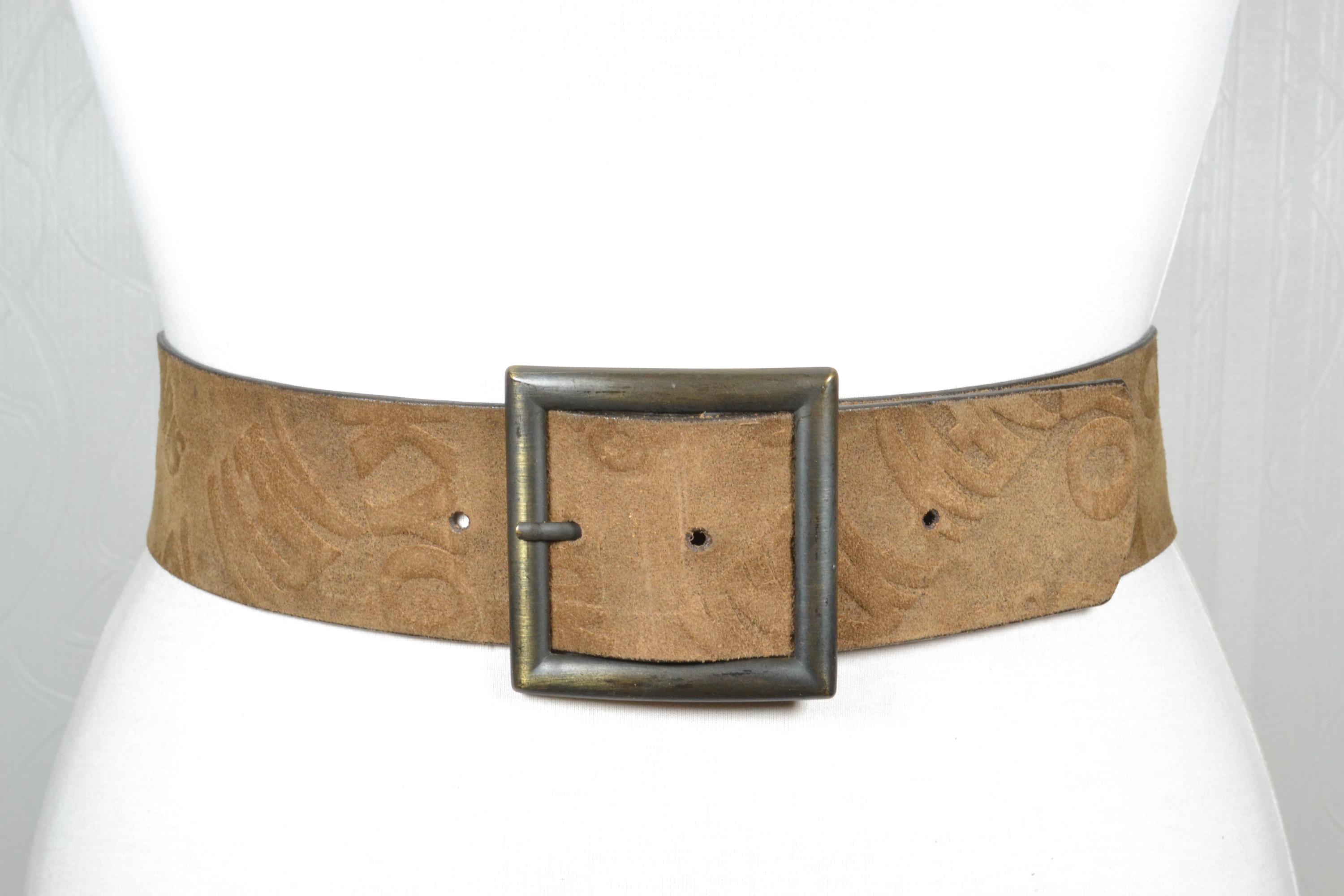 3879 Women\'s 1.5 Inch Leather Belt With Large Brass Buckle- Trendy Vintage Double Prong Retro Style Leather Belt - 1.5 main image 2