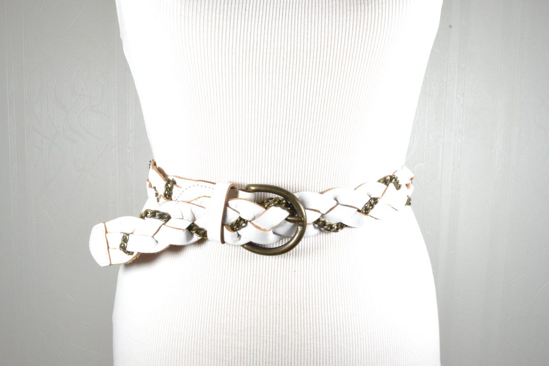 White Braided Leather Belt