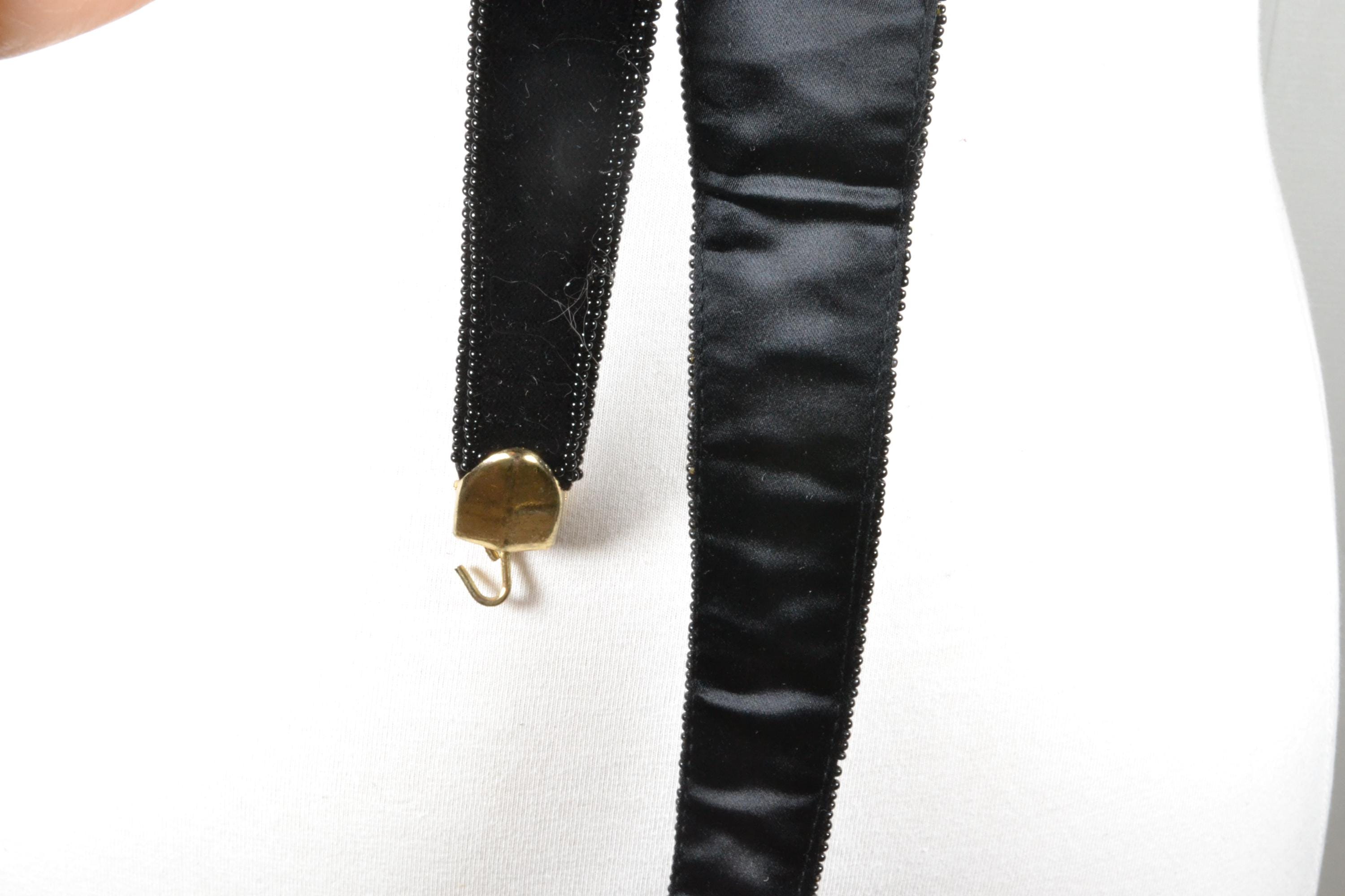 Wide Black Velour Belt: Vintage Beaded Corset Waist Belt - Etsy
