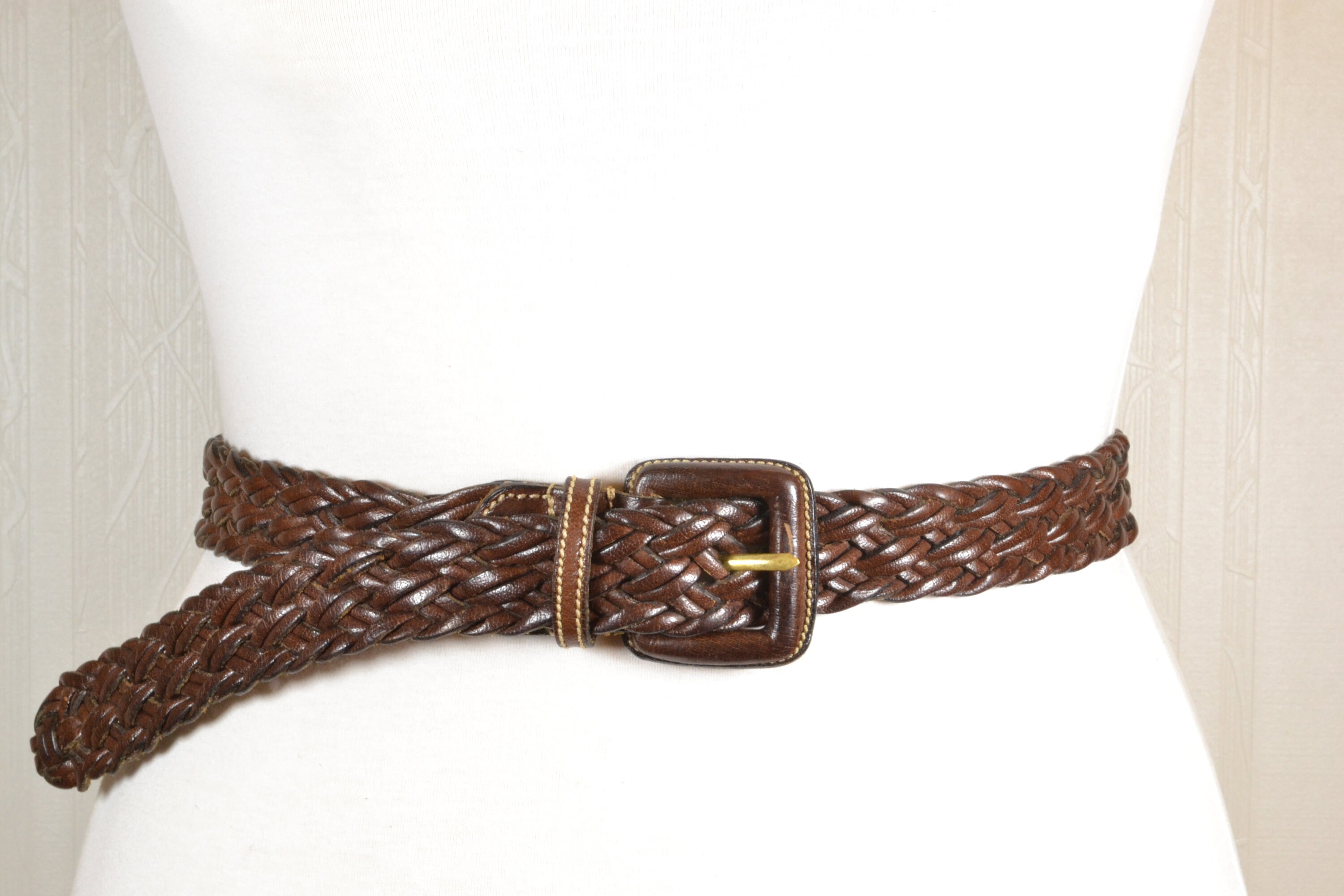 Vintage Boho Bohemian Braided Brown Leather Belt With  display picture 2