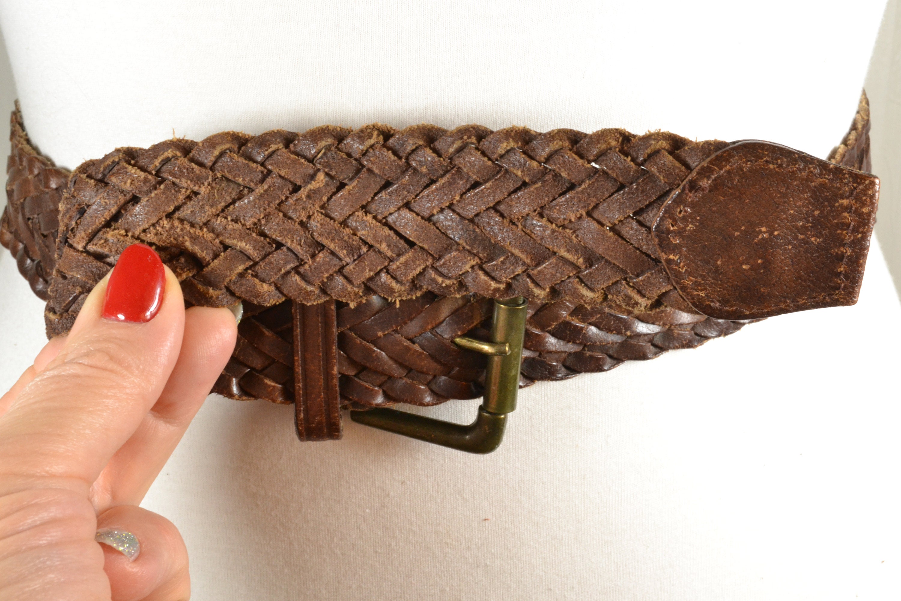 Women\'s Vintage Braided Leather Belt Rich Brown Handcrafted Western Style Josie European Leather Braided Belt main image 3