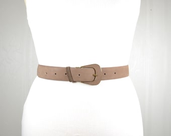 Vintage Brown Suede Belt: Women's High-Waist Oval Buckle Belt
