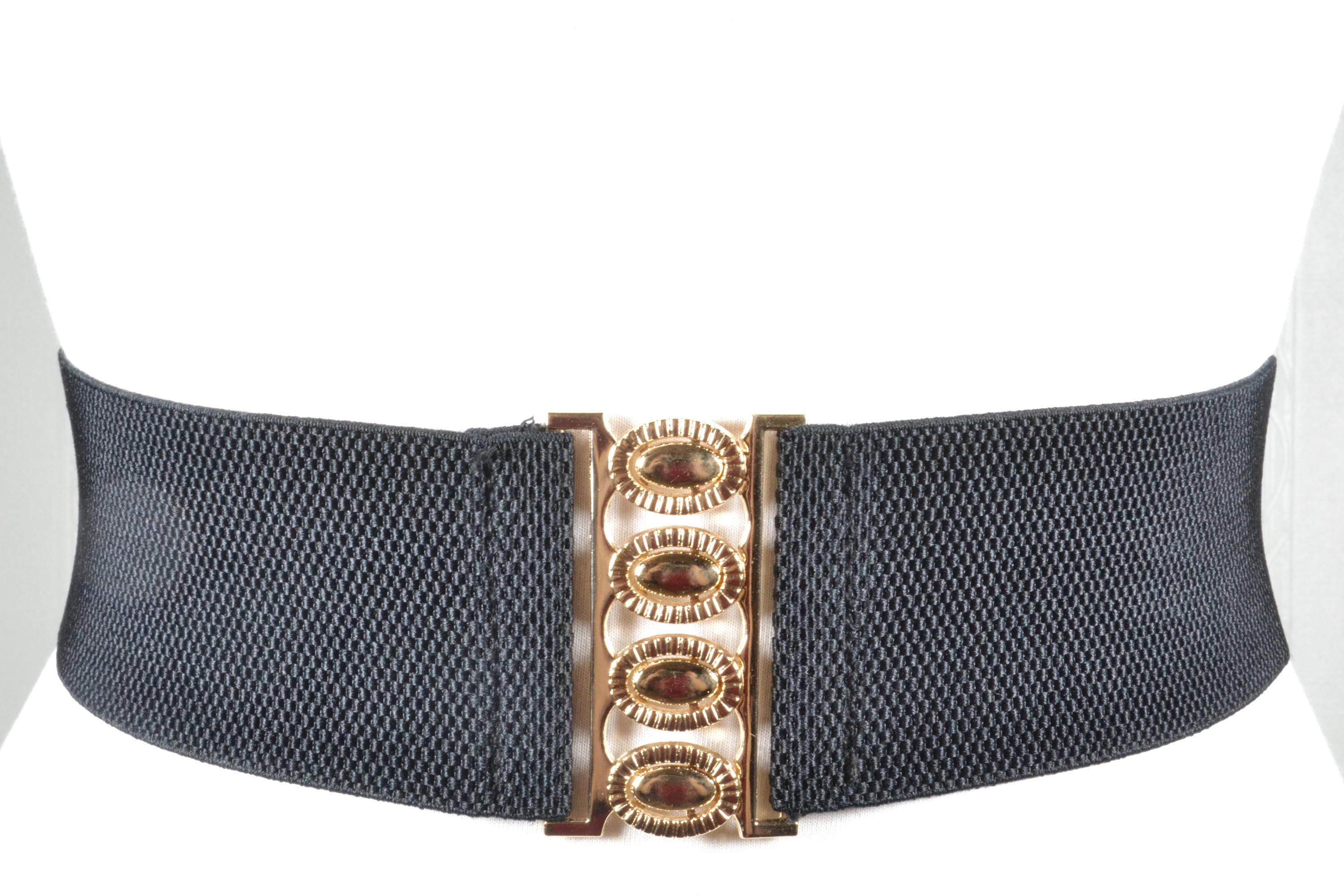 Women Stretchy Wide Belt Vintage, Black Elastic JASGOOD Women Retro Wide Elastic Belt Stretchy Waist Belt  main image 3