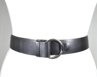 Western Wide Black Leather Belt With Ring Buckle - Etsy