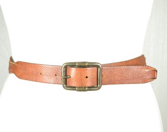 Vintage Leather Belt Size 34 ~ Distressed Brass Stud Snowflake