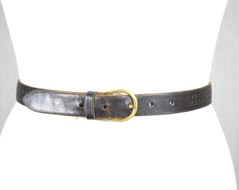 Vintage 80s Black Harness Leather Belt - Men display picture 1