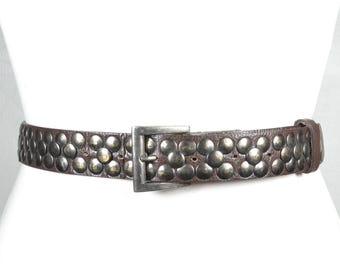 Vintage Black Leather Belt With Silver Buckle, Classic  display picture 1