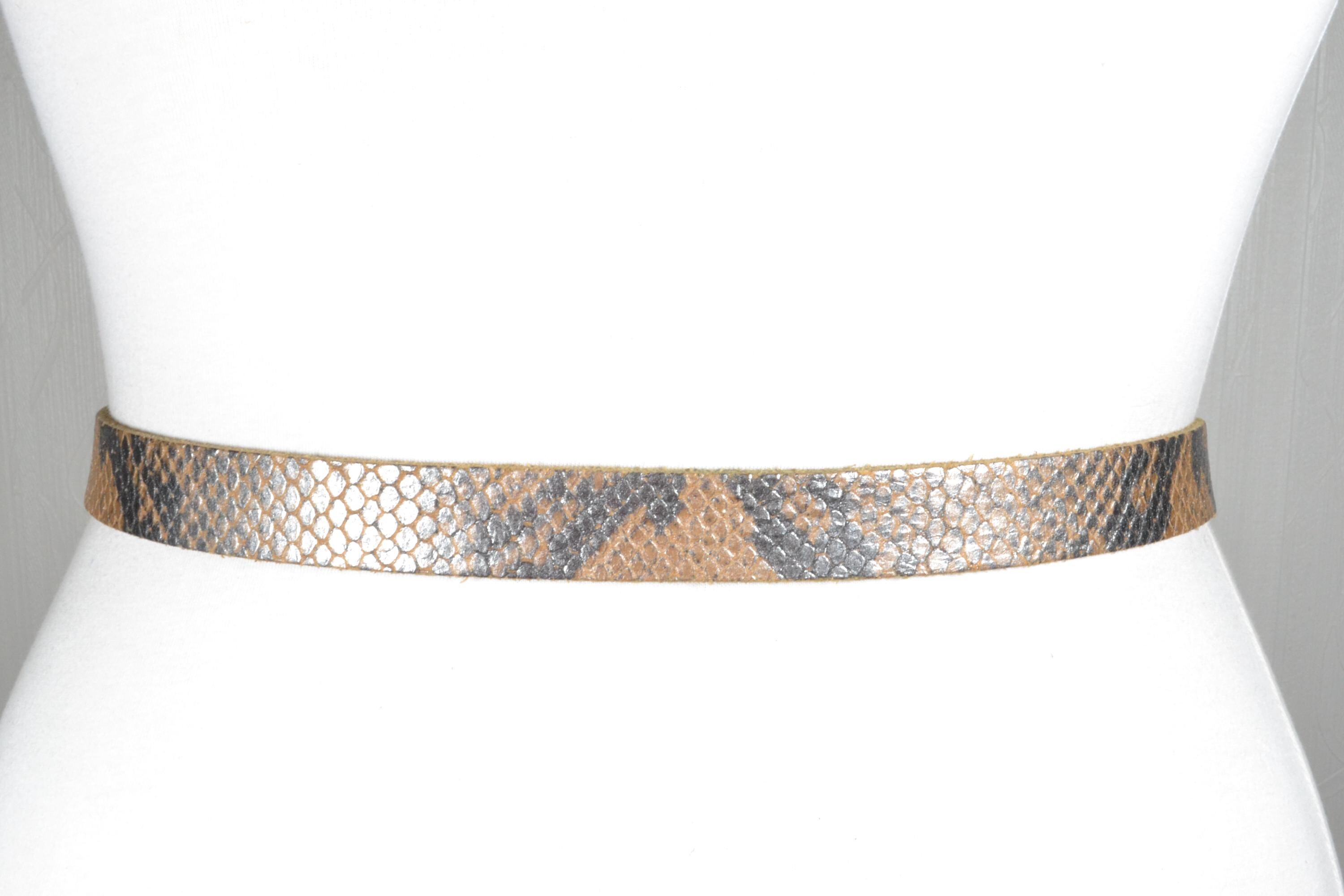 Vintage Skinny Snakeskin Brown Leather Belt, Western Boho - Etsy