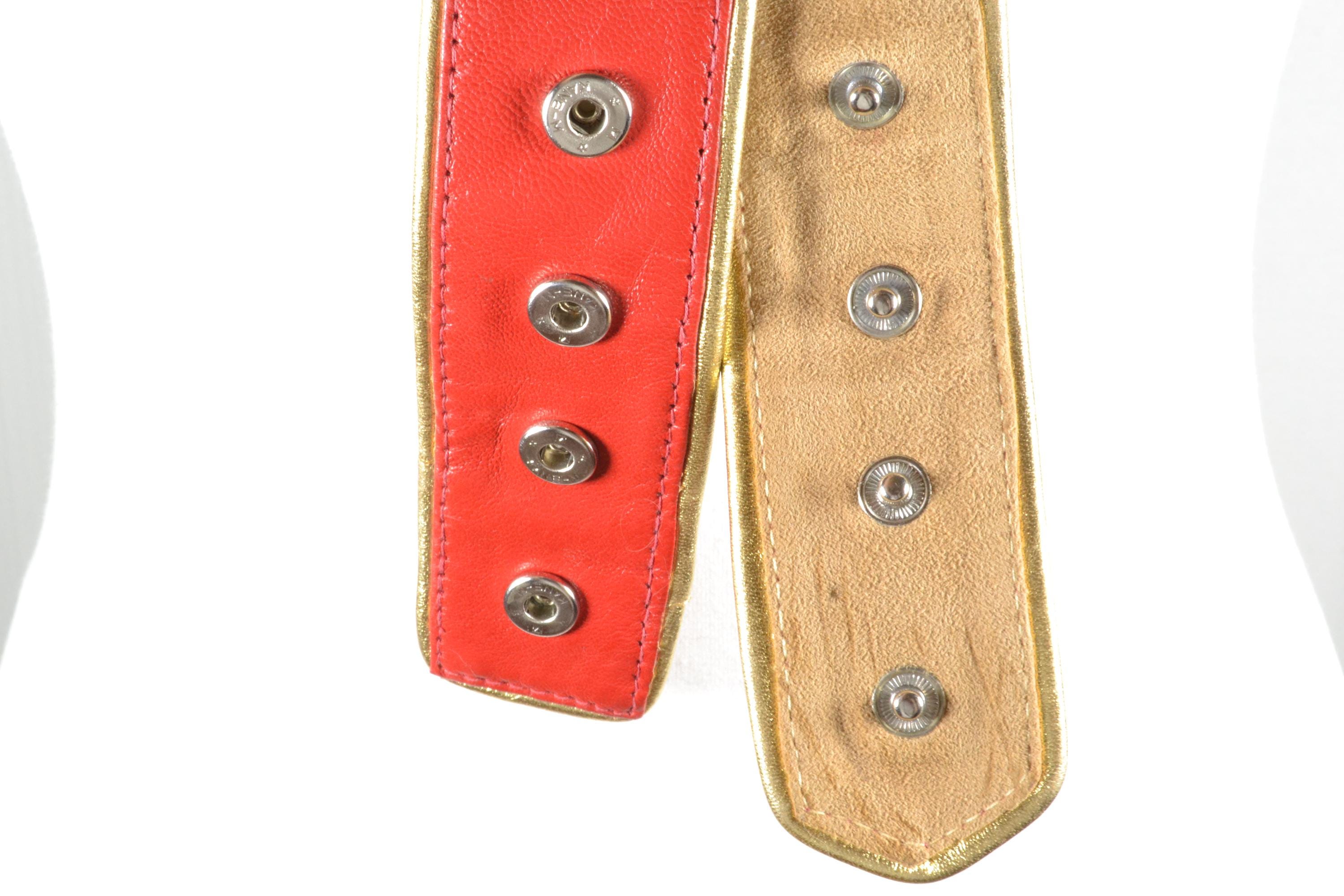 Vintage Red Leather Waist Belt, V-shape Corset Belt With  display picture 1