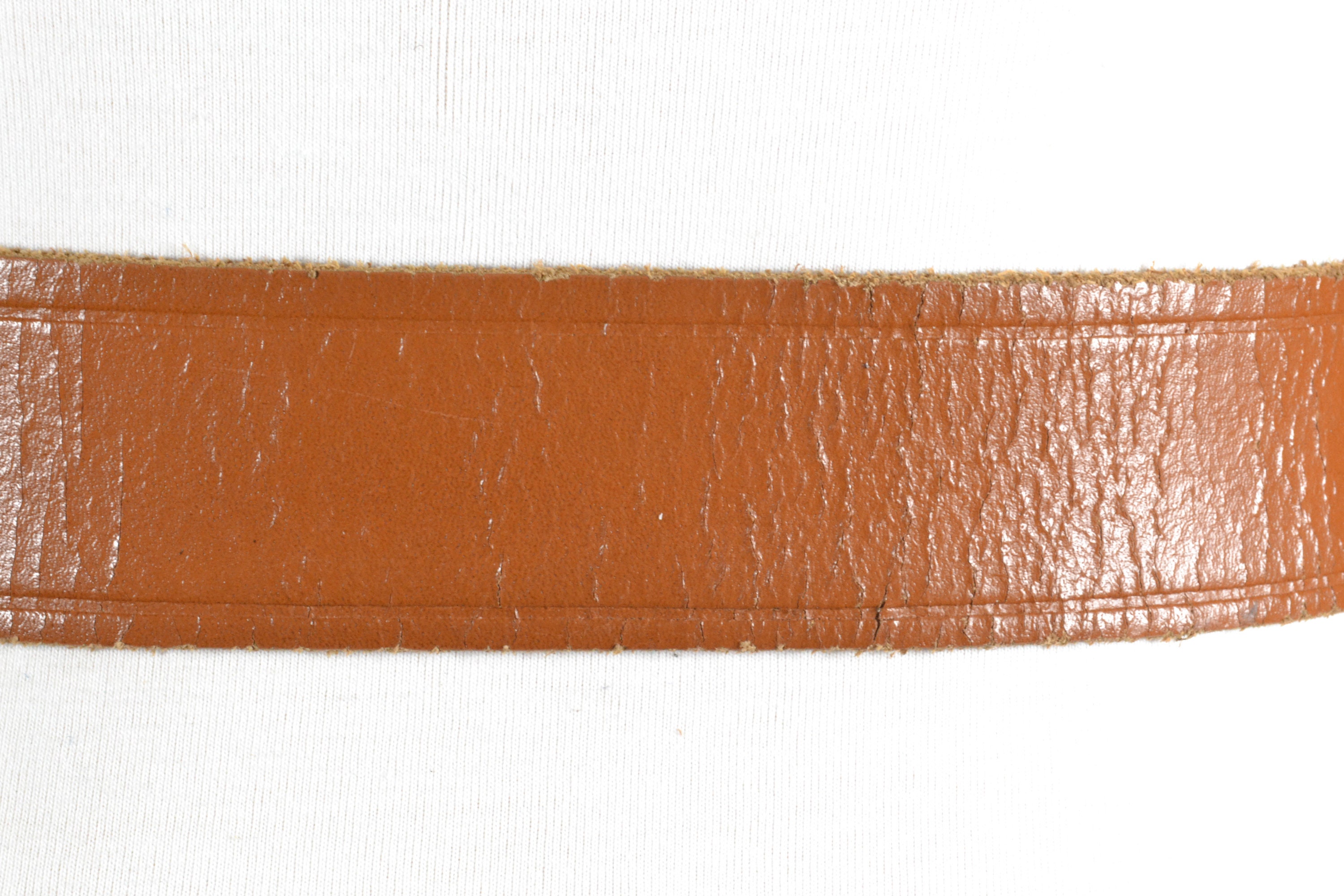 Vintage Western Copper Brown Leather Belt With Ornate Brass  display picture 1
